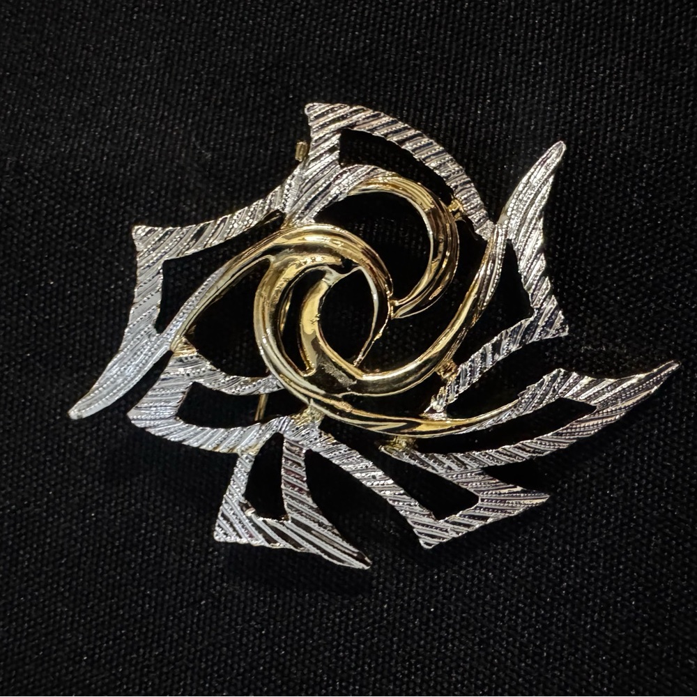 Sarah Coventry Silver and Gold Swirl Brooch